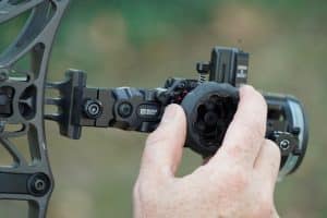 adjustmentsandsighttape - North American Bow Hunter Adjusting Black Gold MODD bow sight during field testing